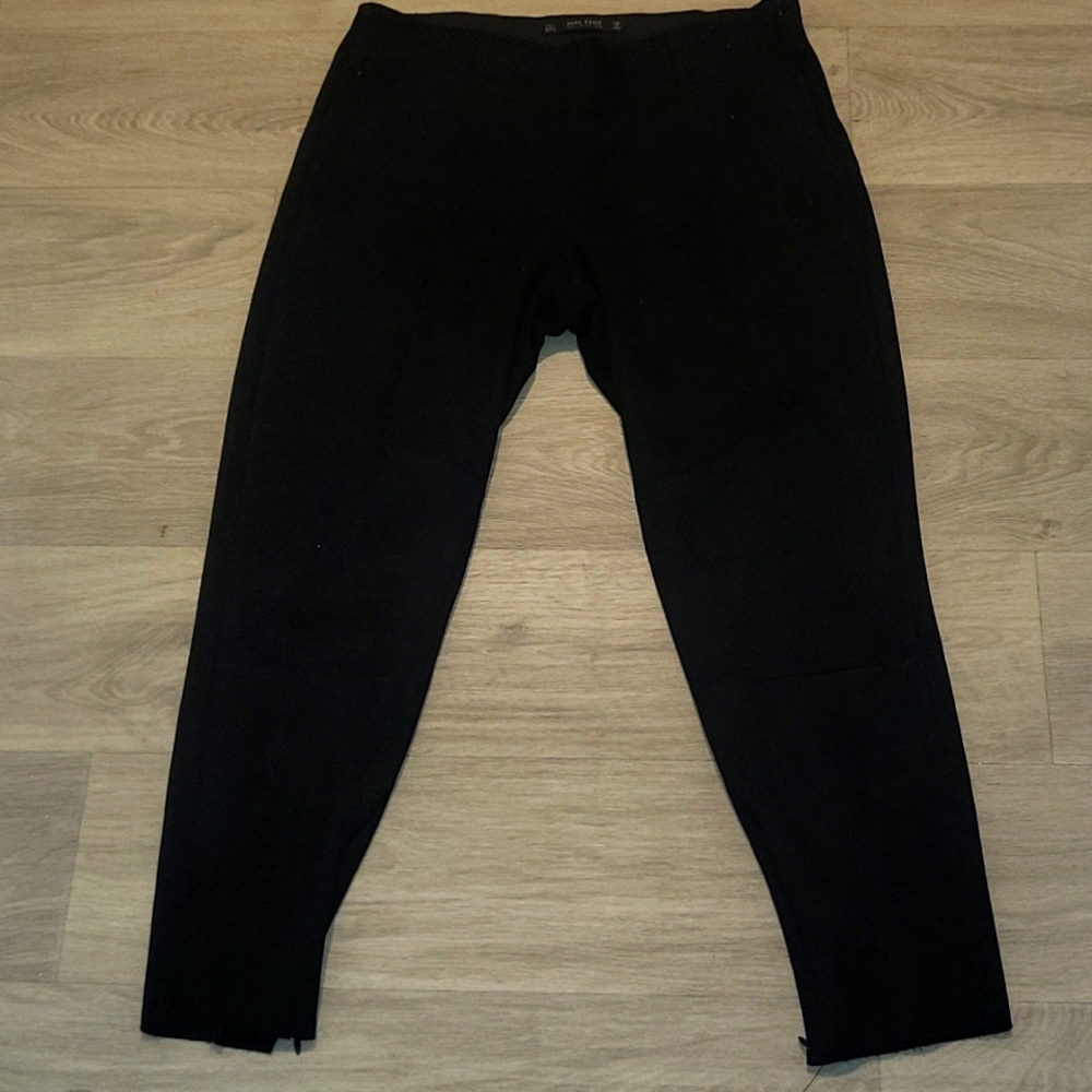 Black suede leggings with side zipper